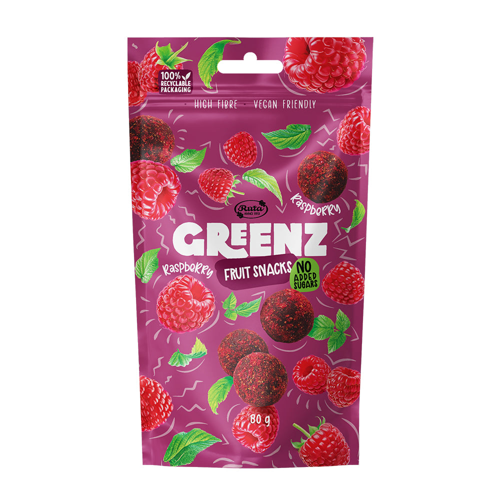 Vaisių užkandžiai su avietėmis „Greenz raspberry“