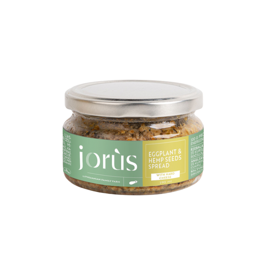 Baklažanų ir kanapių sėklų užtepėlė su kietu sūriu Džiugas