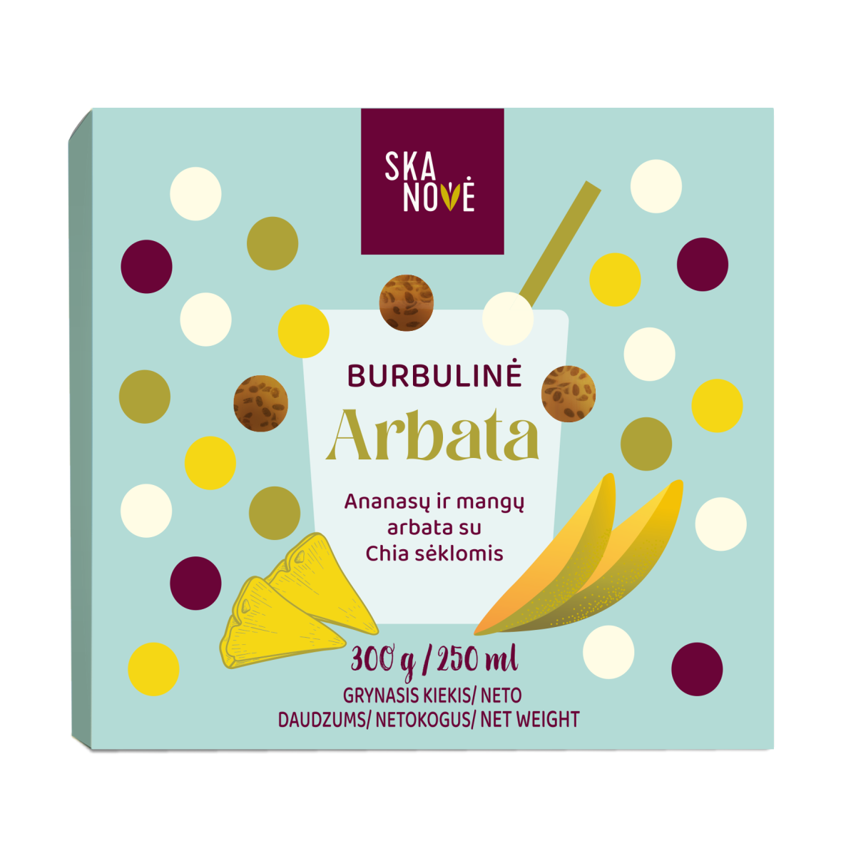 BURBULINĖ ARBATA  Ananasų ir mangų arbata su Chia sėklomis